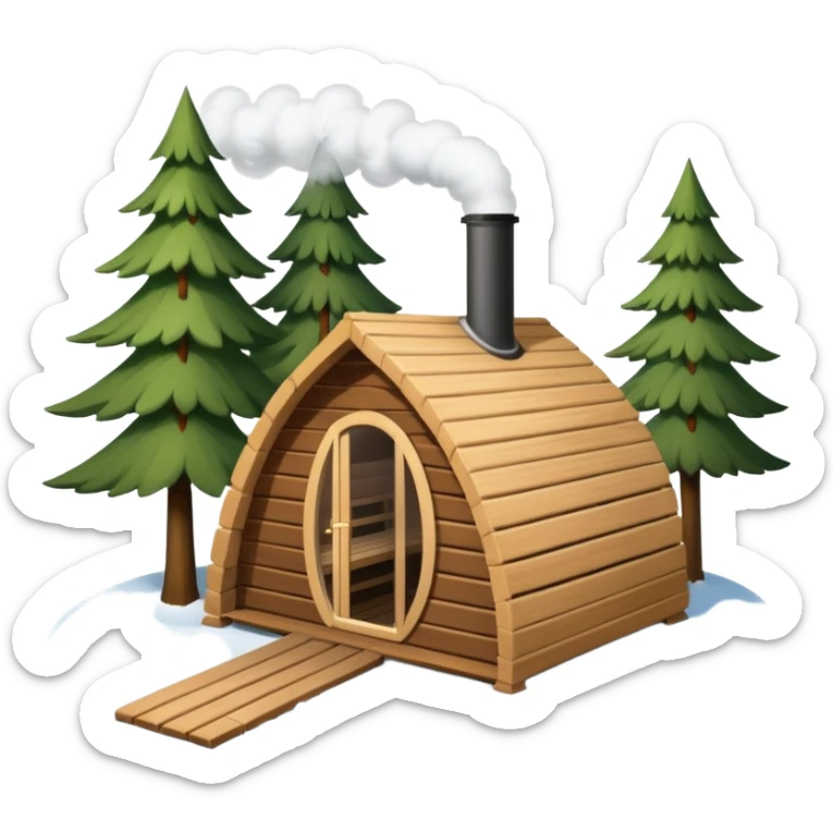 la tent that is a sauna and its smoke out the pipe try one with snow and trees around also
ag den mer som en rundt firkant og sort, også kan det stå SAUNA på sticker