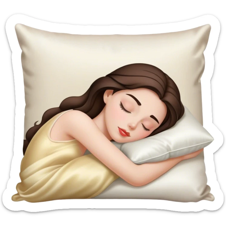 sleeping beauty brunette white girl with a silk pillow sticker
