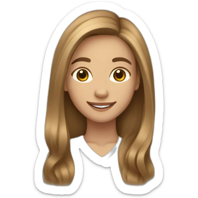 Spanish Teenager girl long light Brown hair smiling sticker