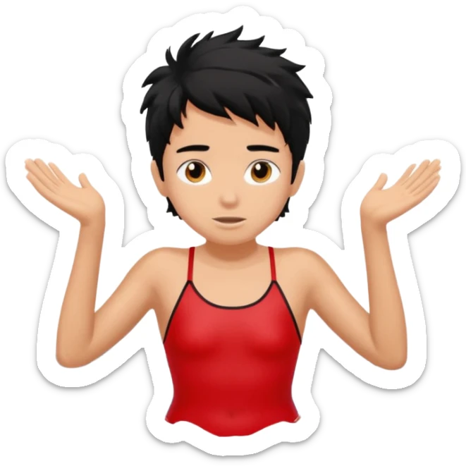 Lifeguard tanned skin Teenager with Black messy hair swimming to rescue someone sticker