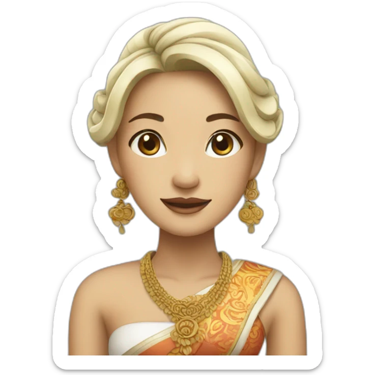 balinese woman in traditional dress but white skin sticker