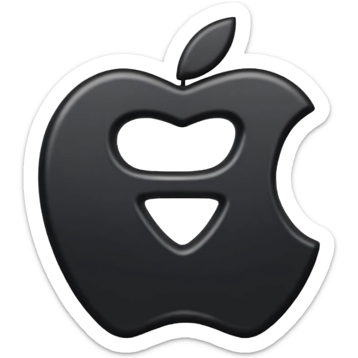yuan sign symbol in matte black color, apple emoji style, no text sticker