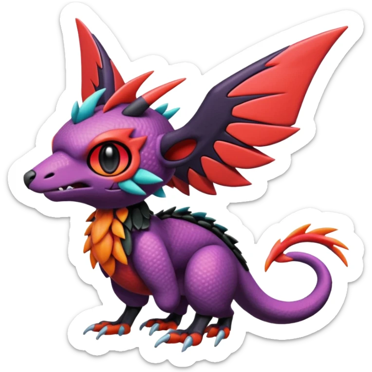  exotic tropical cyber-Litten-Noivern-Stitch-Noibat-Trico-Fakémon-Pokémon-Vernid-creature sticker