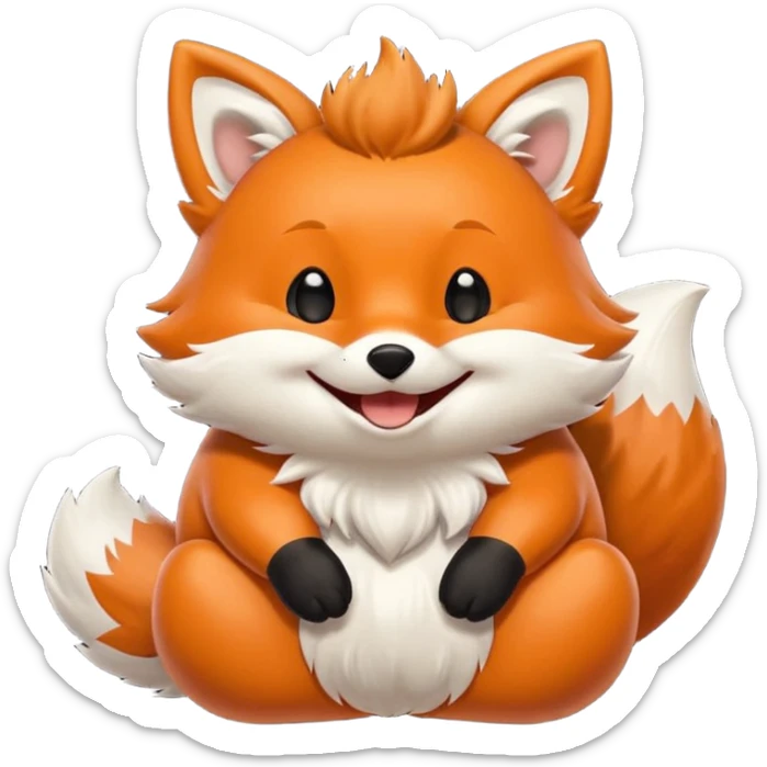 Floofy the Creampuff fox blackish away laughing, chubby. Black paws orange color sticker