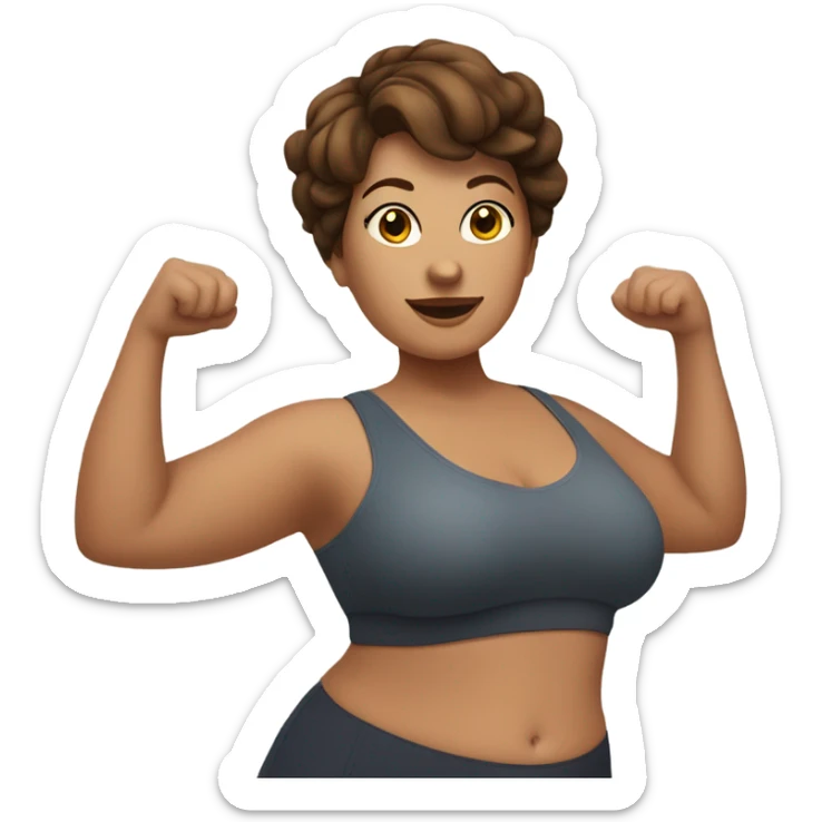 Pretty voluptuous Woman with short brown hair doing Pilates exercises  sticker