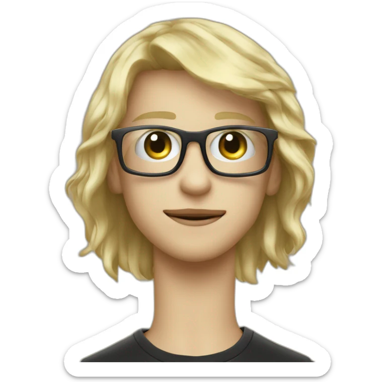 garcon maigre avec des cheveux blond des yeux bleux et des lunette noir sticker