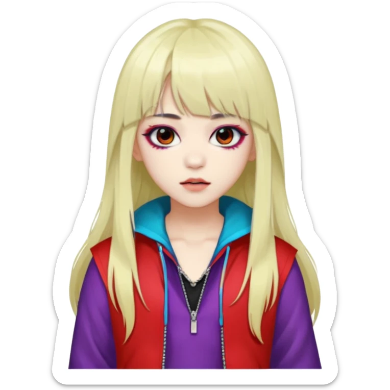  portrait-of-a-vampire-k-pop-idol,-wearing-a-stylish-streetwear-outfit-with-layered-colorful-clothing,-long-hair-with-bangs,-makeup,- sticker