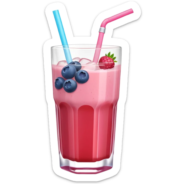 Juice contains: Strawberry Yoghurt, Blueberries, Apple Juice, Raspberries, Banana & Ice. In 3D. Aesthetic sticker