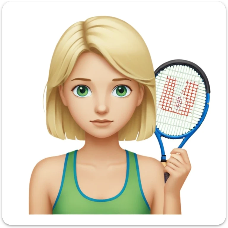 tennis girl blonde hair blue eyes green tanktop sticker