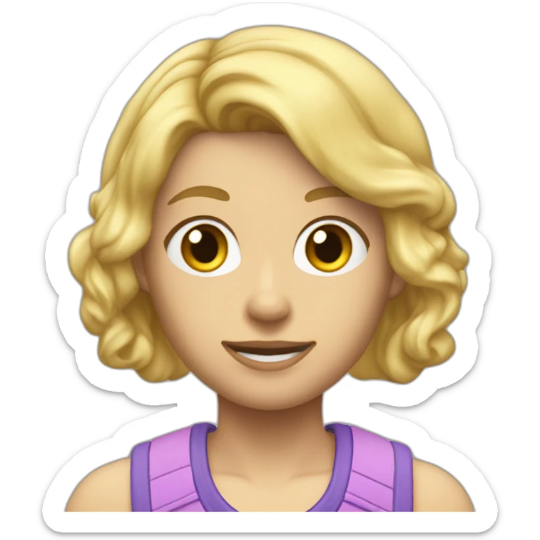 Short blond hear with fischer hud and sport traussers and shirt sticker