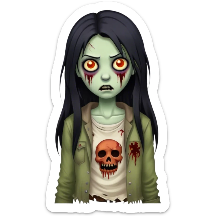 Girl with hair black zombie sticker