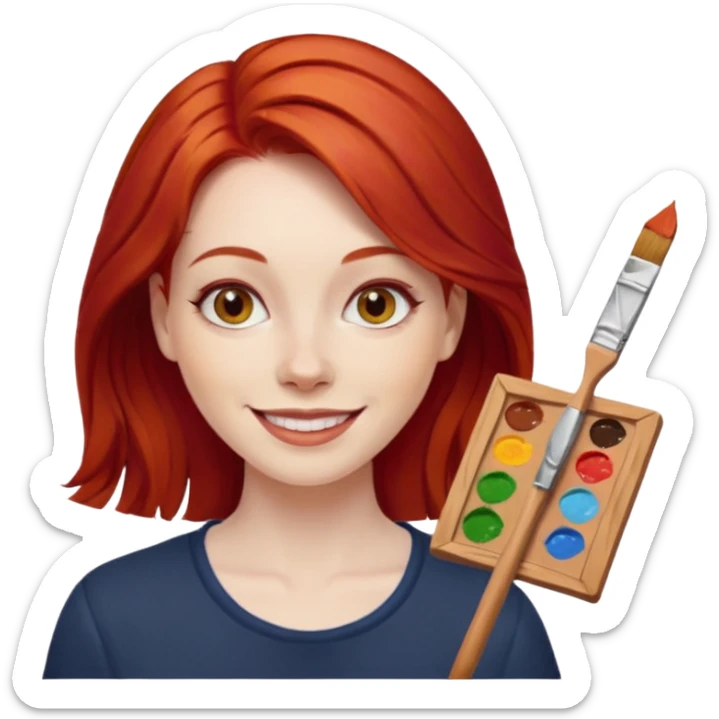 Painting Hold. Women painting smilling   Cheveux roux sticker
