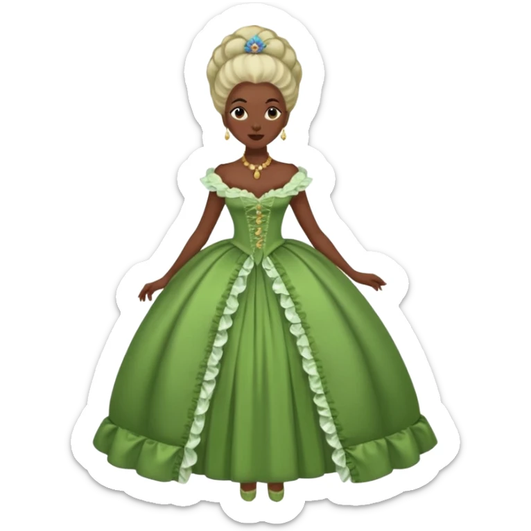 marie Antoinette fashion dark skinned woman green dress sticker