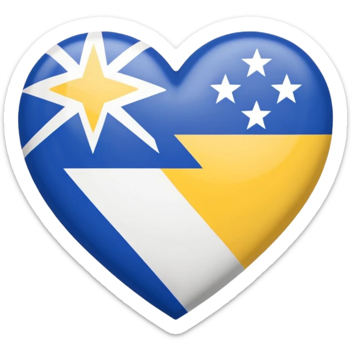 broken heart emoji styled with the Bosnian flag colors blue, yellow, and white, featuring the flag's stars and diagonal stripe sticker