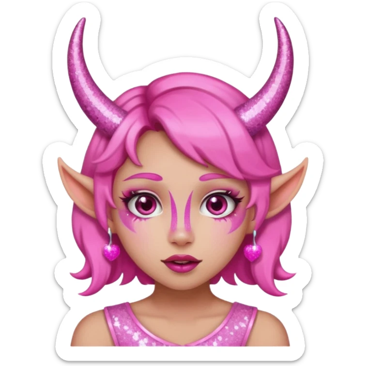 glitter pink girl naughty selfie glitter pink horns sticker