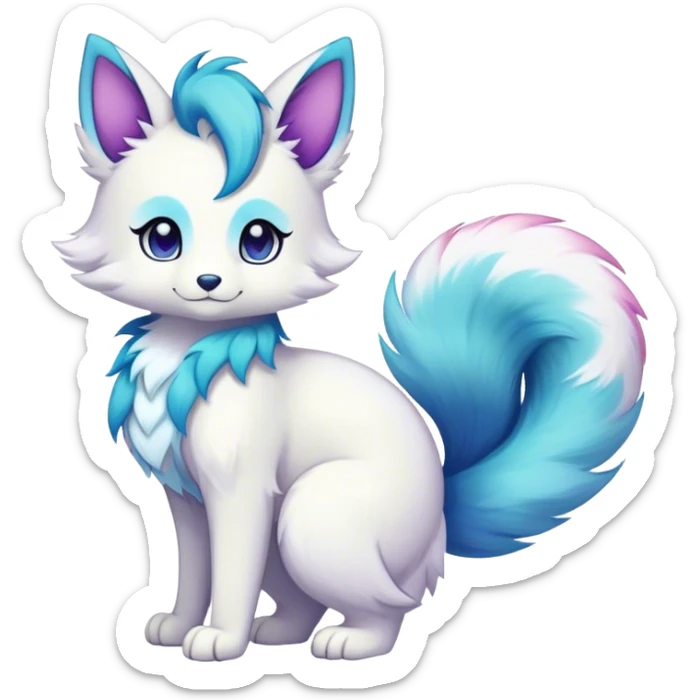Kawaii bright fantasy ethereal anthro fursona Fakemon with tufted tail  sticker