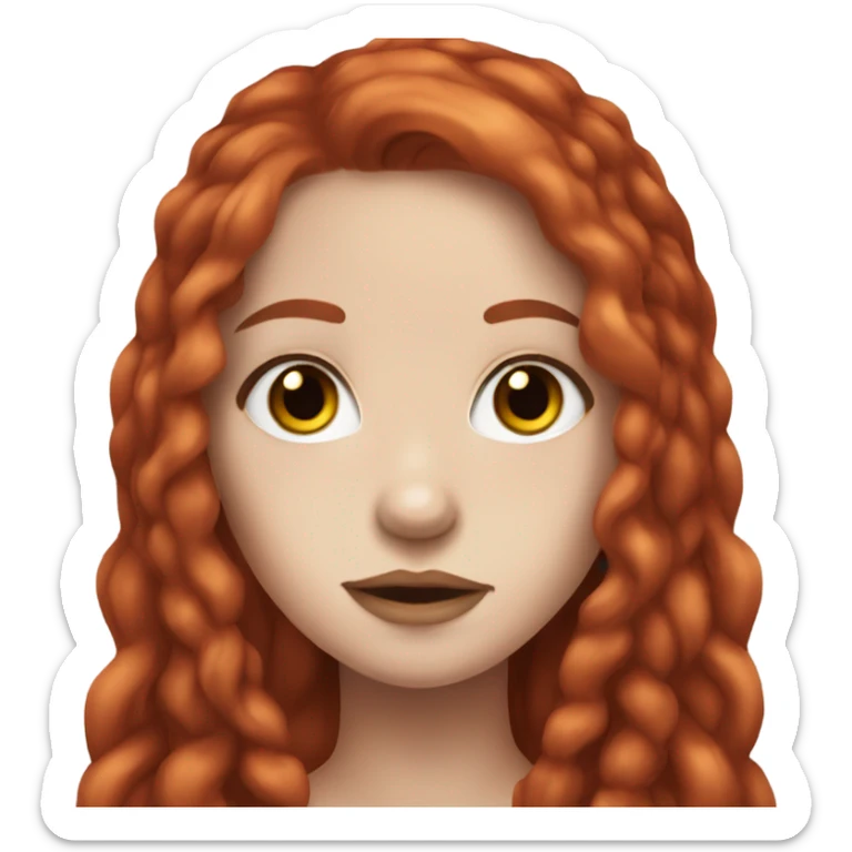 girl with red long hair, white skin septum piercing and brown eyes sticker