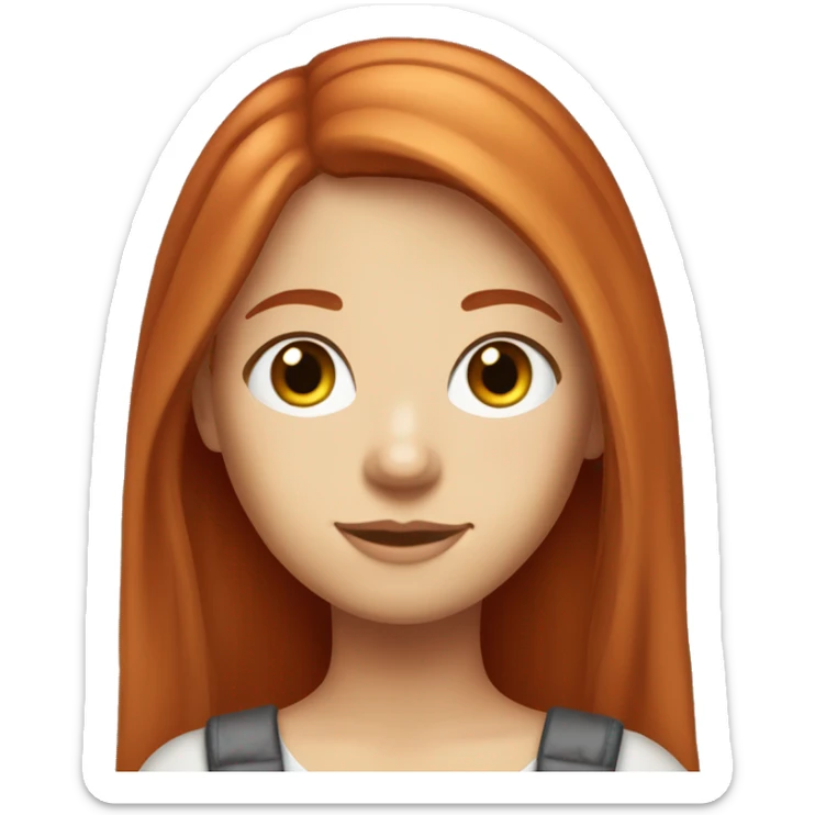 create a very beautiful red-haired girl with long straight hair with swampy eyes, freckles, a thin face and plump lips sticker