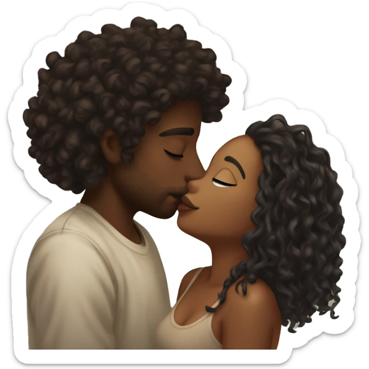 Me kissing my brown skin girlfriend with dark curly hair. I am black and have a septum piercing, and blonde locs. She has a septum piercing aswell. sticker