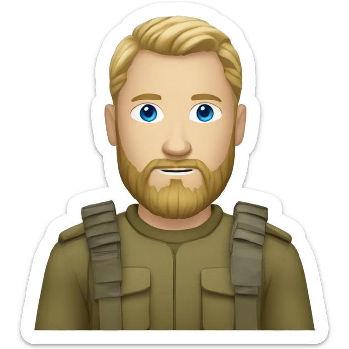 ukrainian military man with blonde with a beard and blue eyes who looks like ragnar lodbrok sticker