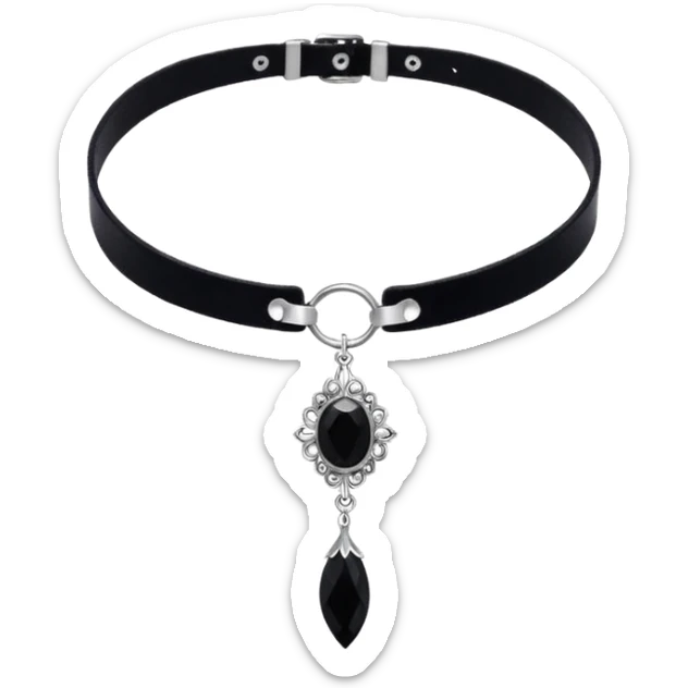 hace un choker Delicado,minimalista, romántico y soñador. Detalles finitos, quizá con brillito sutil o algo simbólico. negro con plateado. Que parezca salido de Pinterest. sticker