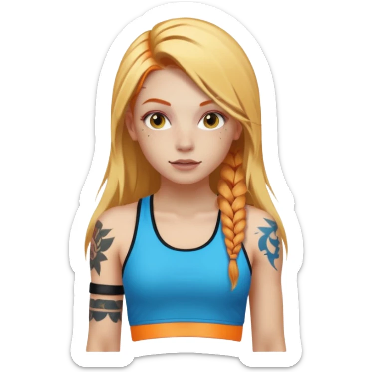 girl with long blonde hair and tattoos and an athletic ginger girl ravers sticker