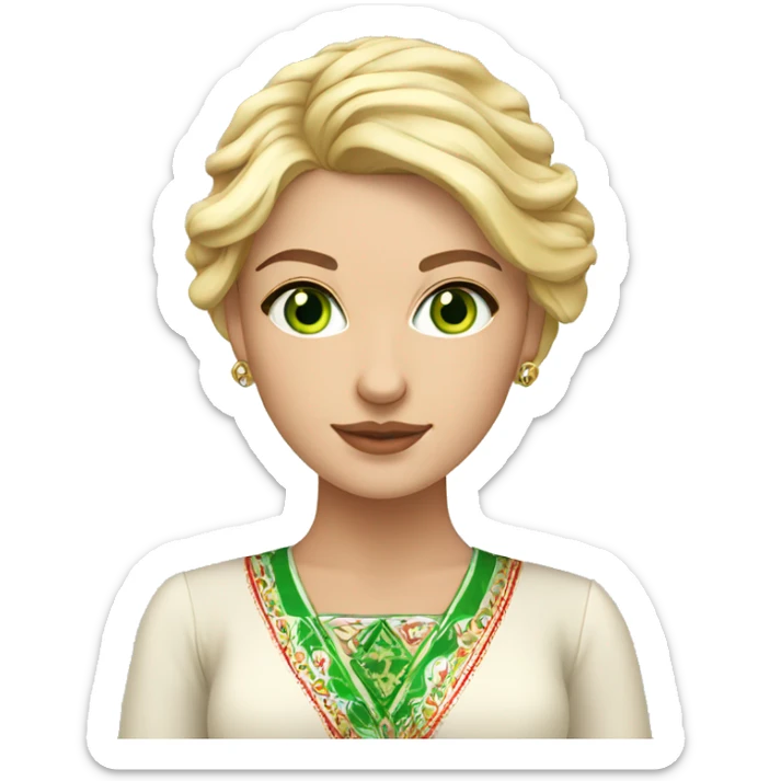 bulgarian blonde woman green eyes and traditional dress sticker