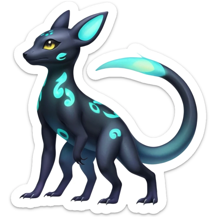 Ethereal Pastel Nebulae Exotic Salandit-Umbreon-Fakémon-hybrid-creature (full body)  sticker