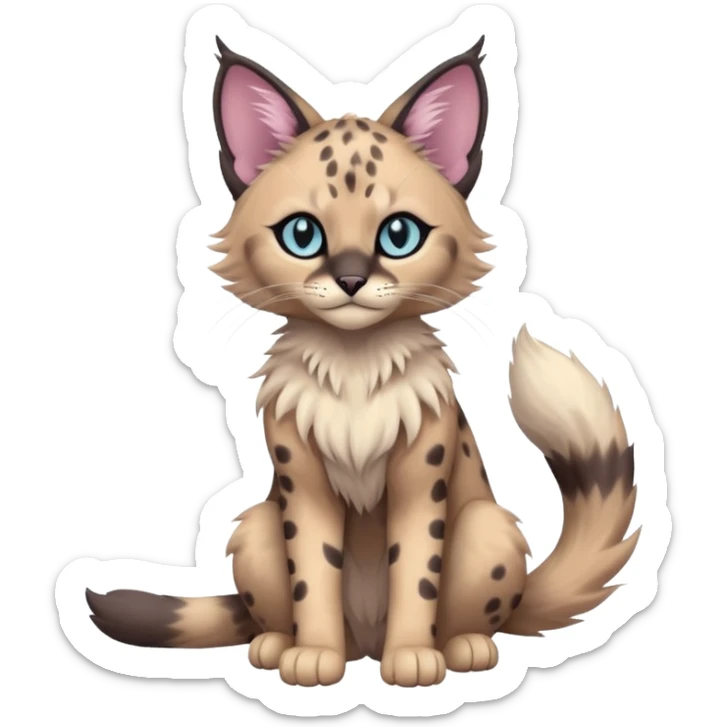 Dark Edgy Cute Pastel Ragdoll-Caracal-Cheetah-Fakémon-Lykoi-feline-hybrid (full body) sticker