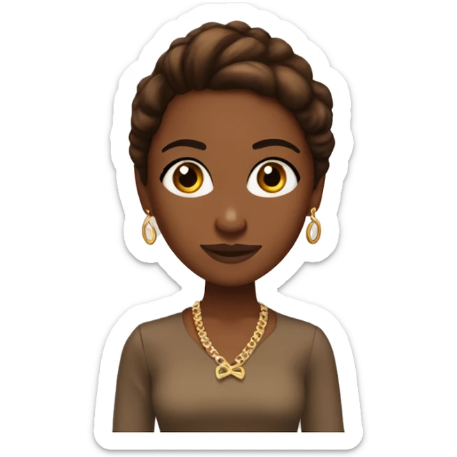 A girl with brown skin and straight brown hair. Brown eyes. Earrings. Loves Hamilton the musical and sings it all the time sticker