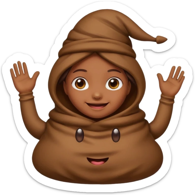 Un fille a la tête de caca smile et habillé en caca sticker