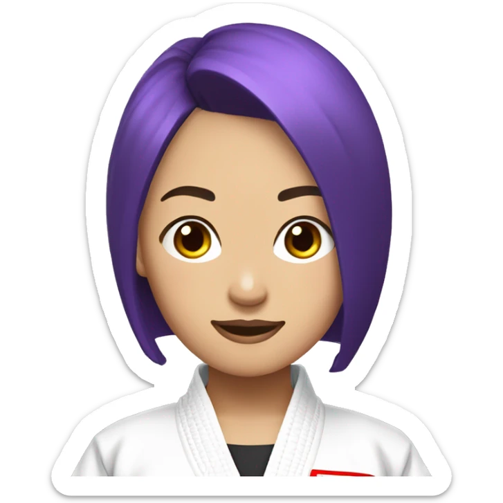 jiu-jitsu bright purple short hair short bang female Asian sticker