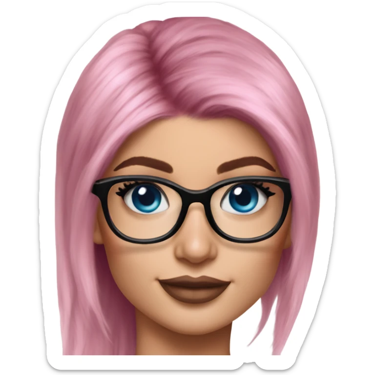 Photo Realistic kylie jenner stylish pink hair BLUE eyes and glasses happy  sticker