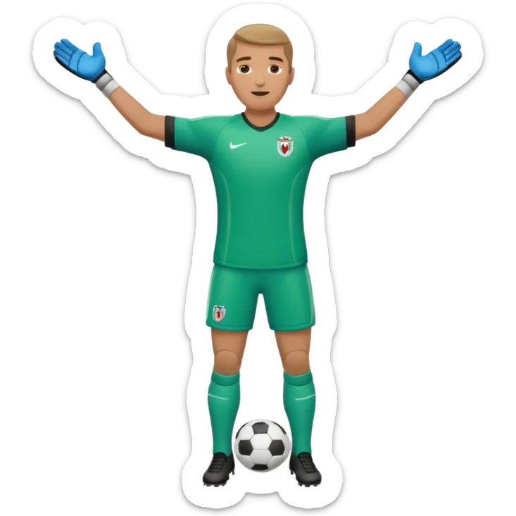soccer goalkeeper full body and football boots arms out sticker