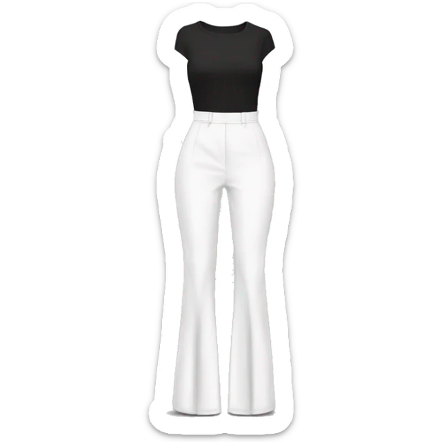 Realistic isolated pair of white high waist long length flare leg dress pants. sticker