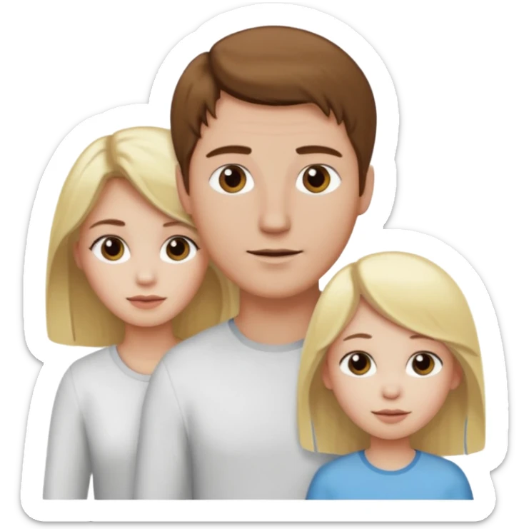 man with brown hair and white skin and woman with blonde hair and white skin couple with 1 kid with blonde hair and white skin sticker