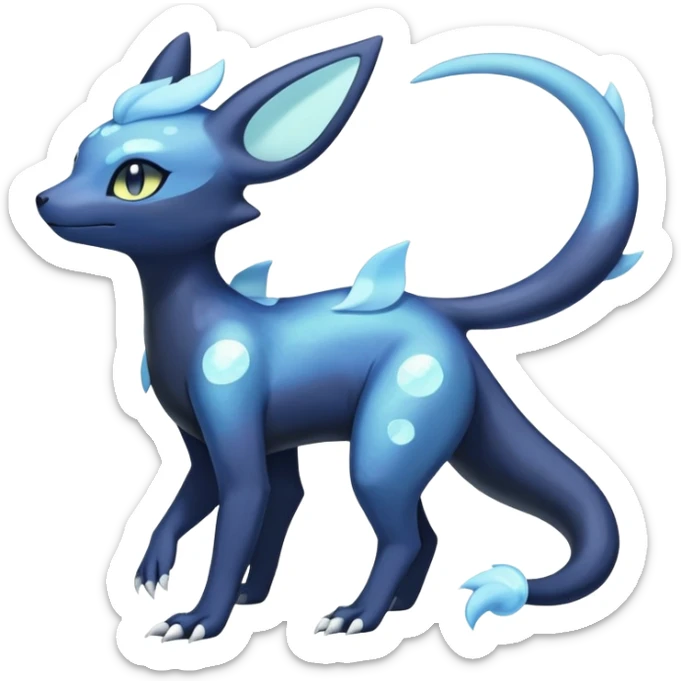 Shiny icy iridescent Pastel Nebulae Salandit-Meowstic-Umbreon-Fakémon-hybrid-creature (full body)  sticker
