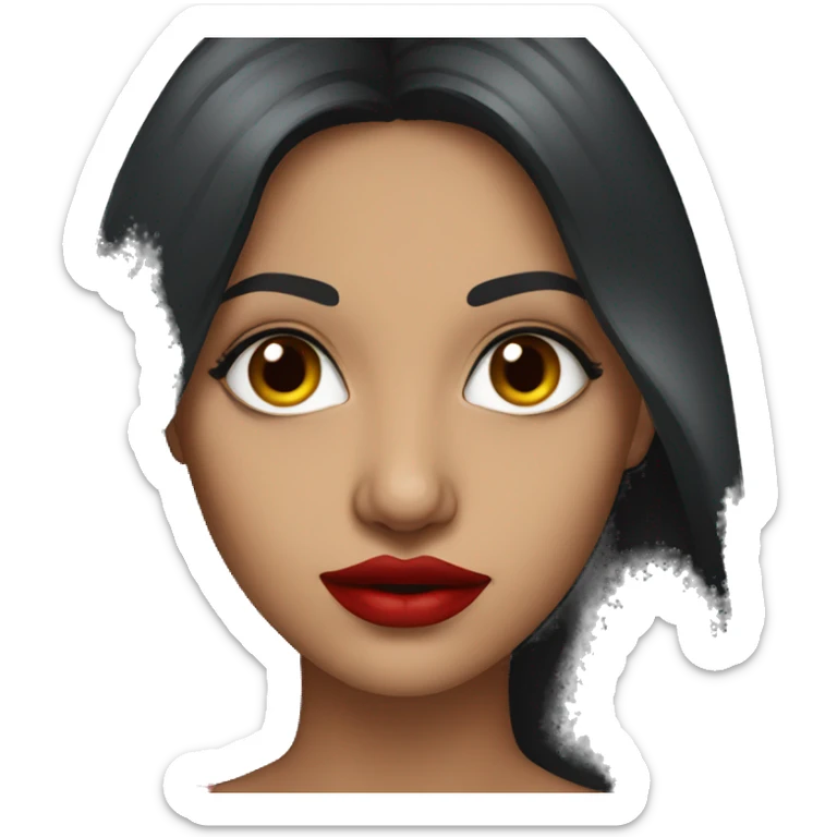 professional indian beautiful woman with dark long hair, red lip, big eyes sticker