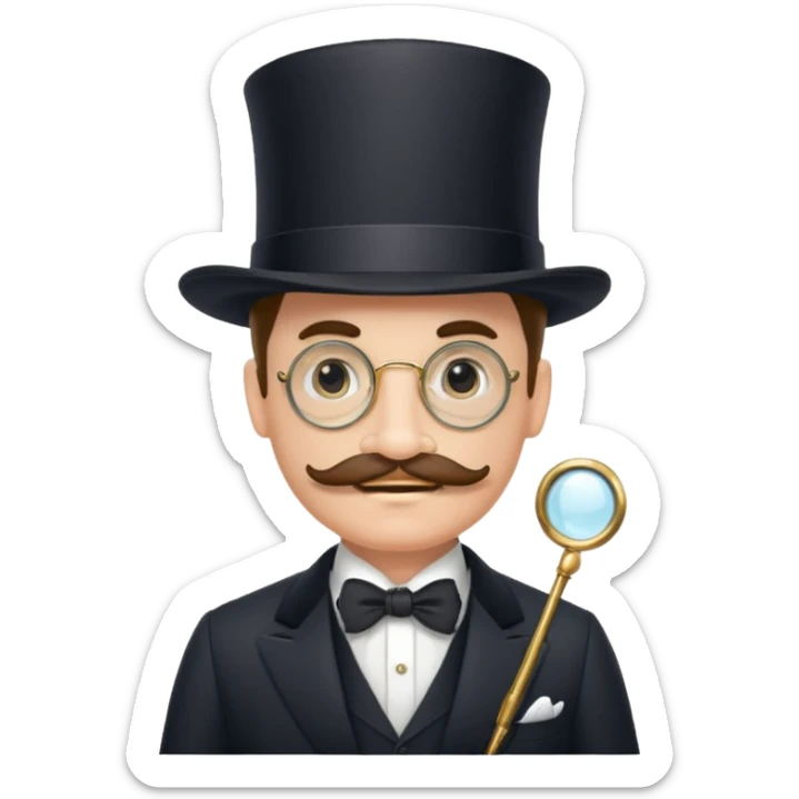 A gentleman of the high society with a moustach, a monocle, an elegant hat being super elitist sticker