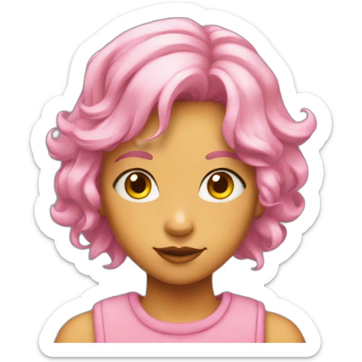 Mina is a teenage girl with pink skin, yellow eyes, and short pink hair with yellow antennae. sticker