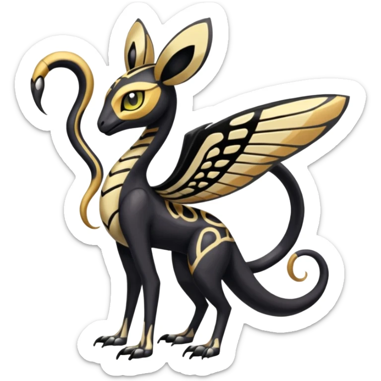  Egyptian Smooth Soft Glossy Tribal Exotic Colorful Tropical Meloetta-Venom-Heliolisk-Helioptile-Monster-Animal-Pokémon-Fakémon-fusion, full body, tribal markings  sticker