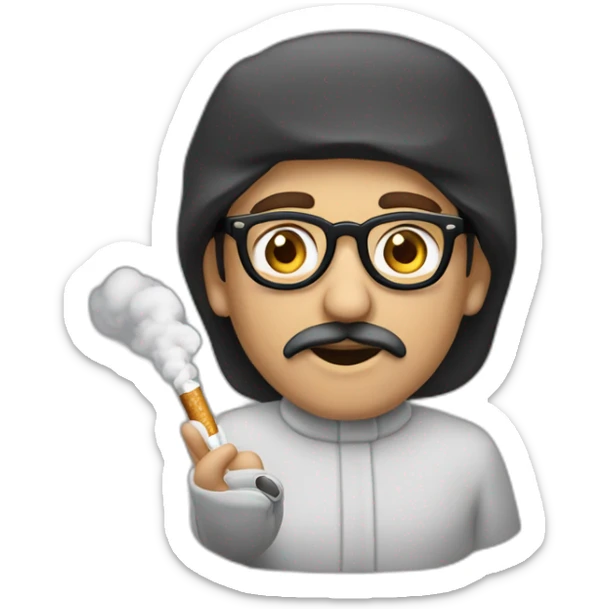 Un arabe chauve avec des petites lunettes en train de fumé un cigare sticker