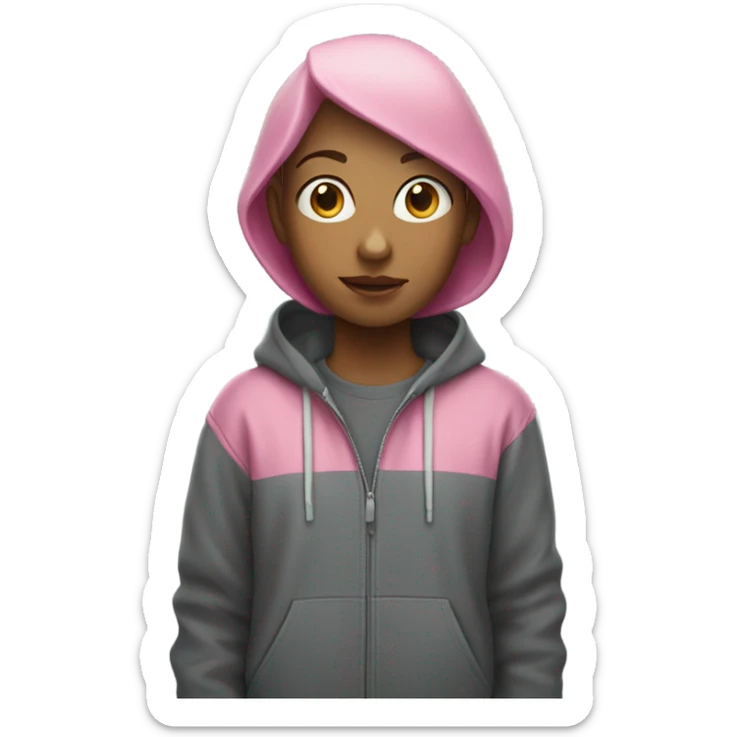 Woman with short pink hair and two boys in hoodies sticker