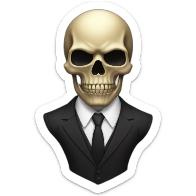 black skull in a suit only black from the voice of tears silver sticker