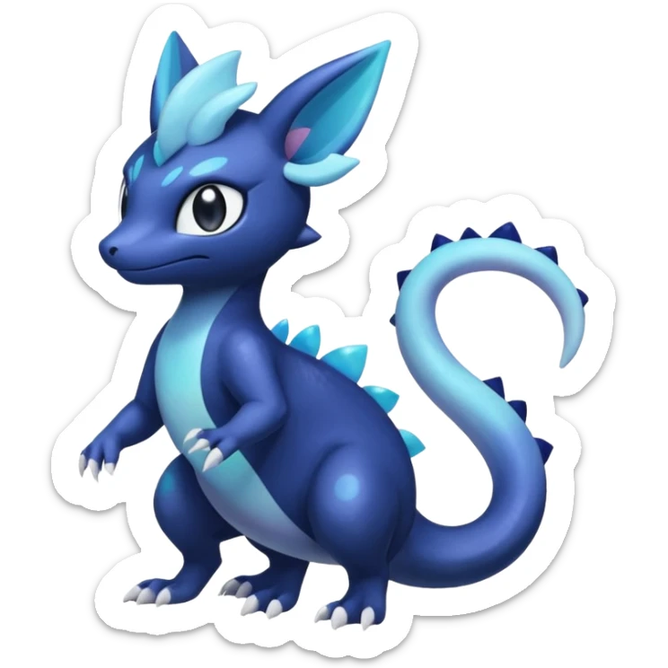 Shiny pastel Nebulae Salandit-Meowstic-Noibat-Fakémon-hybrid-creature (full body)  sticker