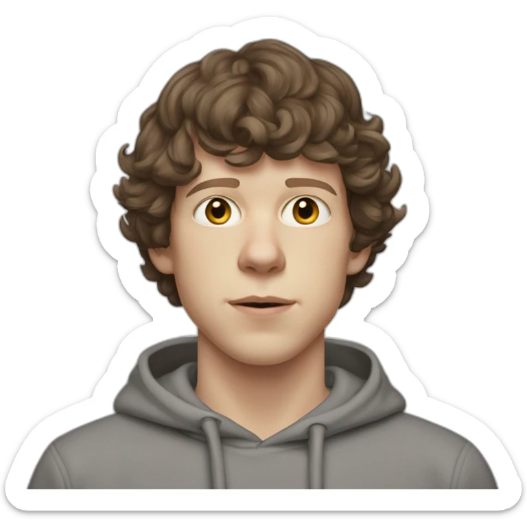Jesse Eisenberg mark zukerberg grey hoodie brown hair sticker