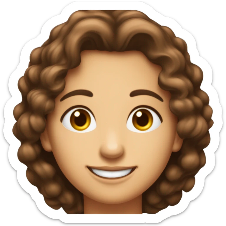 Une charmante dame avec des cheveux bruns legerement boucles, un beau sourire sticker