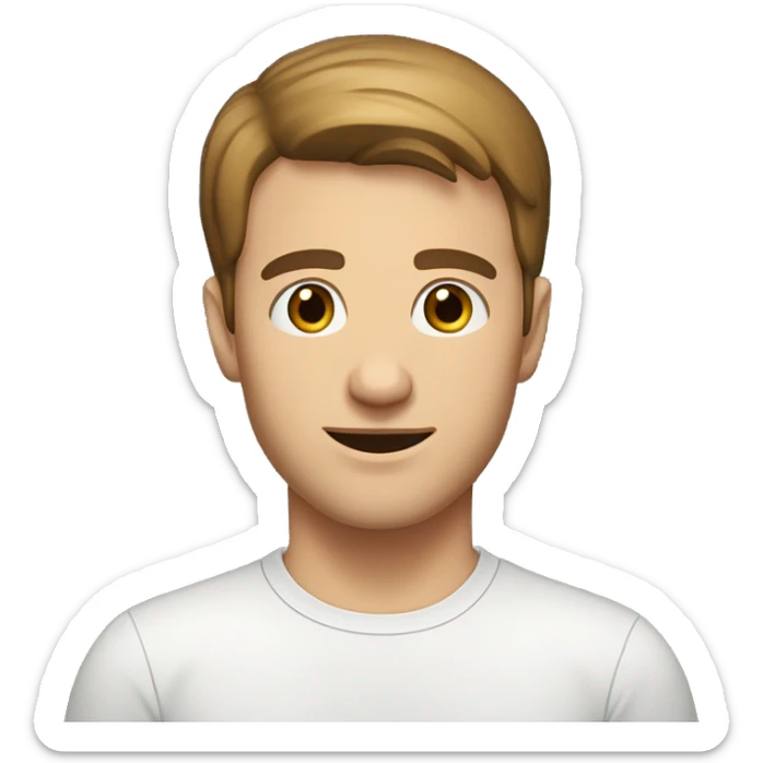 A 22 year old, white man, with short brown hair, with none facial hair,   with brown eyes wearing a t-shirt. sticker
