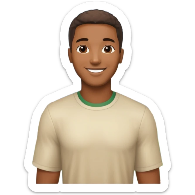 smiling black man with big teeth, standard male haircut, oval face, with Christ the Redeemer statue in the background, Rio de Janeiro, no glasses sticker