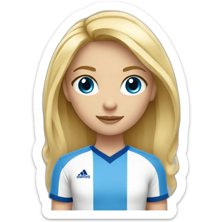 Une fille blonde aux yeux bleu qui fait du foot sticker